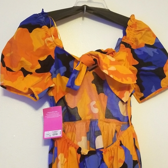 New Tabitha Brown x Target Vibrant Print Dress Open Tie Back Cotton - Picture 5 of 10